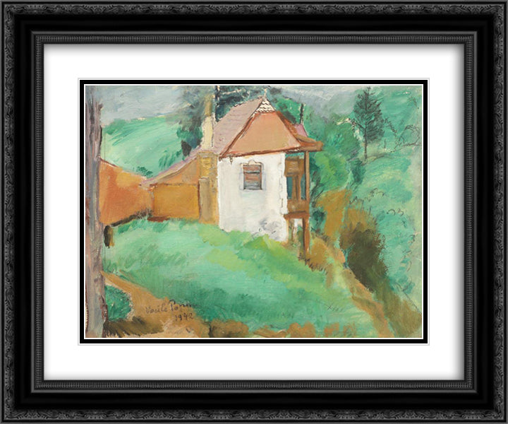 Little House in Predeal 24x20 Black Ornate Wood Framed Art Print Poster with Double Matting by Popescu, Vasile