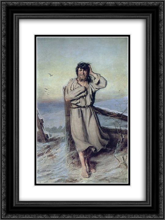 Blessed One 18x24 Black Ornate Wood Framed Art Print Poster with Double Matting by Perov, Vasily