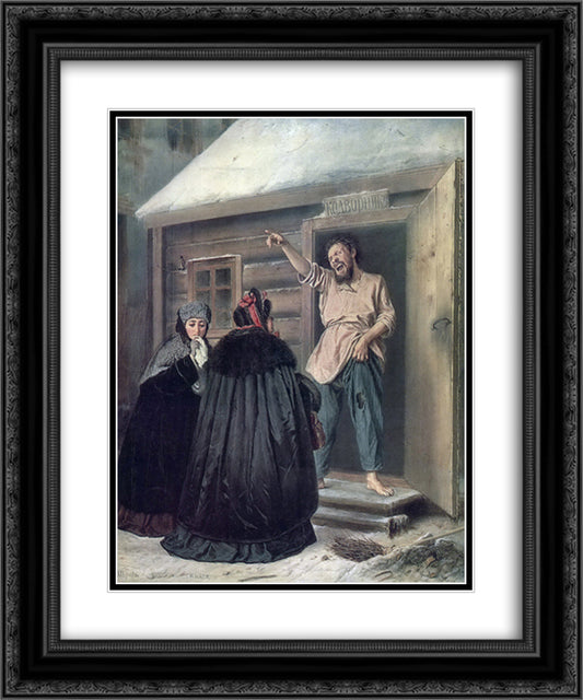 Caretaker Letting an Apartment to a Lady 20x24 Black Ornate Wood Framed Art Print Poster with Double Matting by Perov, Vasily