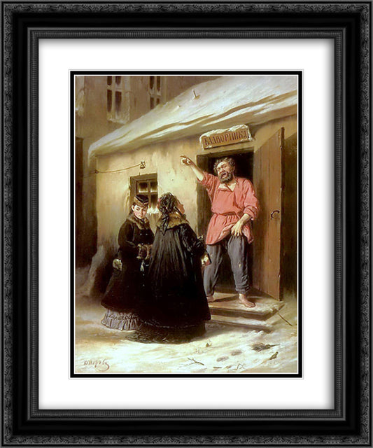 Caretaker-Letting-an-Apartment-to-a-Lady 20x24 Black Ornate Wood Framed Art Print Poster with Double Matting by Perov, Vasily