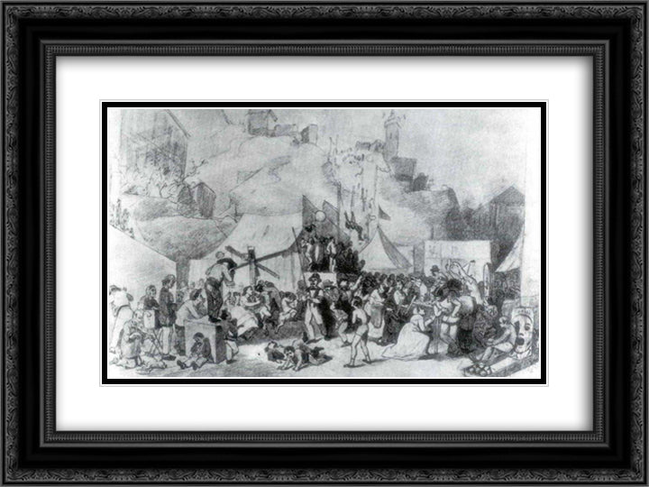Celebration in the outskirts of Paris 24x18 Black Ornate Wood Framed Art Print Poster with Double Matting by Perov, Vasily