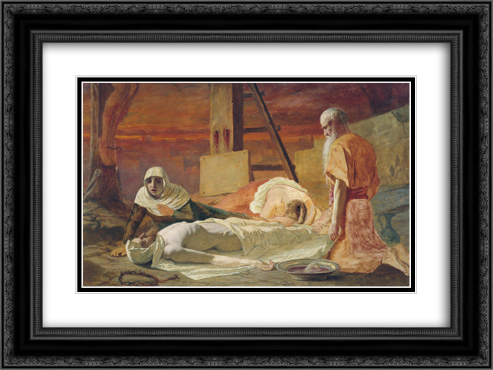 Deposition 24x18 Black Ornate Wood Framed Art Print Poster with Double Matting by Perov, Vasily