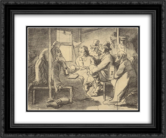 Dispute about faith (a scene in the car) 24x20 Black Ornate Wood Framed Art Print Poster with Double Matting by Perov, Vasily