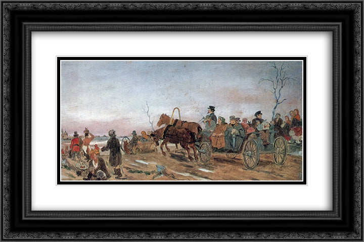Evening on Holy Saturday 24x16 Black Ornate Wood Framed Art Print Poster with Double Matting by Perov, Vasily