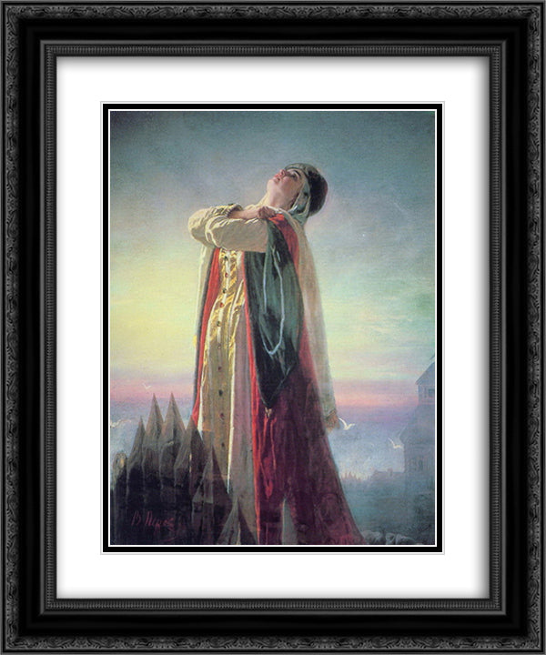 Yaroslavna's Lament 20x24 Black Ornate Wood Framed Art Print Poster with Double Matting by Perov, Vasily
