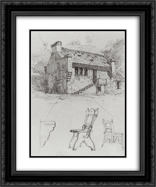 A house. From a trip to Germany. 20x24 Black Ornate Wood Framed Art Print Poster with Double Matting by Polenov, Vasily