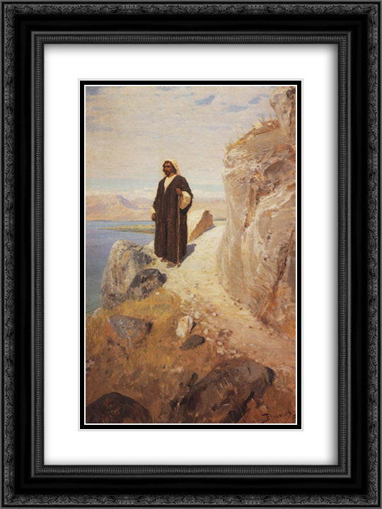 And he returned to Galilee in the power of the Spirit 18x24 Black Ornate Wood Framed Art Print Poster with Double Matting by Polenov, Vasily