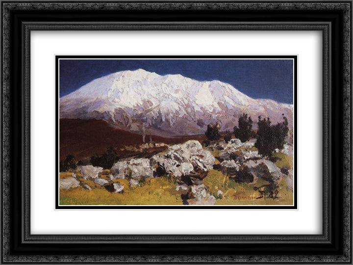 At the foot of Mount Hermon 24x18 Black Ornate Wood Framed Art Print Poster with Double Matting by Polenov, Vasily