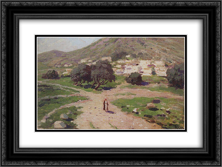 At the foot of the mountain 24x18 Black Ornate Wood Framed Art Print Poster with Double Matting by Polenov, Vasily