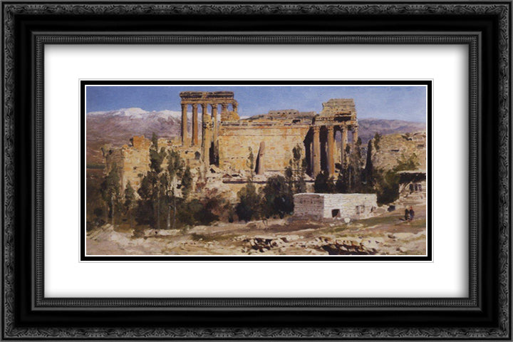Baalbek. Ruins of Jupiter Cathedral and Cathedral of Sun. 24x16 Black Ornate Wood Framed Art Print Poster with Double Matting by Polenov, Vasily