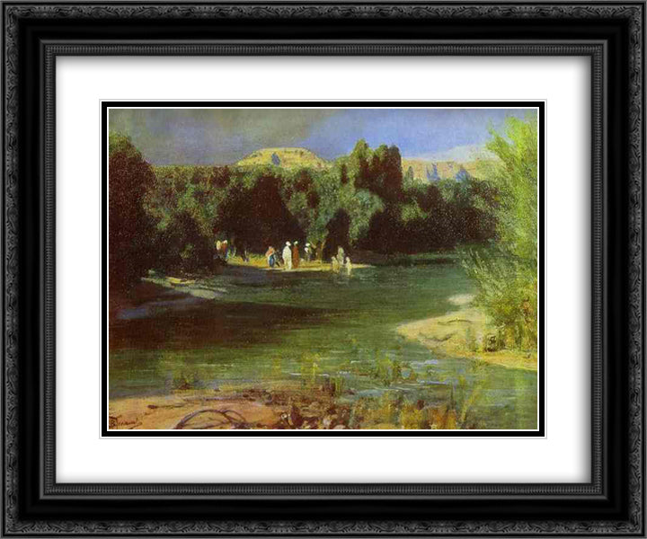 Baptism 24x20 Black Ornate Wood Framed Art Print Poster with Double Matting by Polenov, Vasily