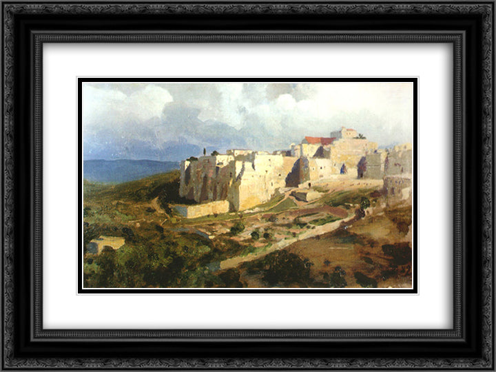 Bethlehem 24x18 Black Ornate Wood Framed Art Print Poster with Double Matting by Polenov, Vasily