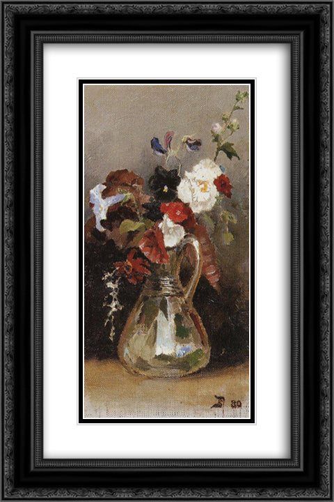 Bouquet of flowers 16x24 Black Ornate Wood Framed Art Print Poster with Double Matting by Polenov, Vasily