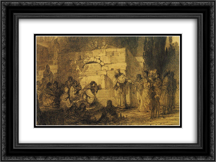 Christ and the Sinner 24x18 Black Ornate Wood Framed Art Print Poster with Double Matting by Polenov, Vasily