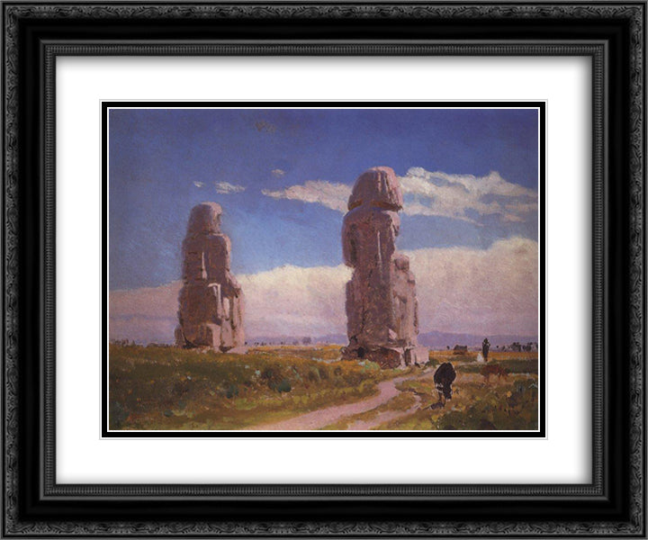 Colossuses Memnon (Statue of Amenhotep III) 24x20 Black Ornate Wood Framed Art Print Poster with Double Matting by Polenov, Vasily
