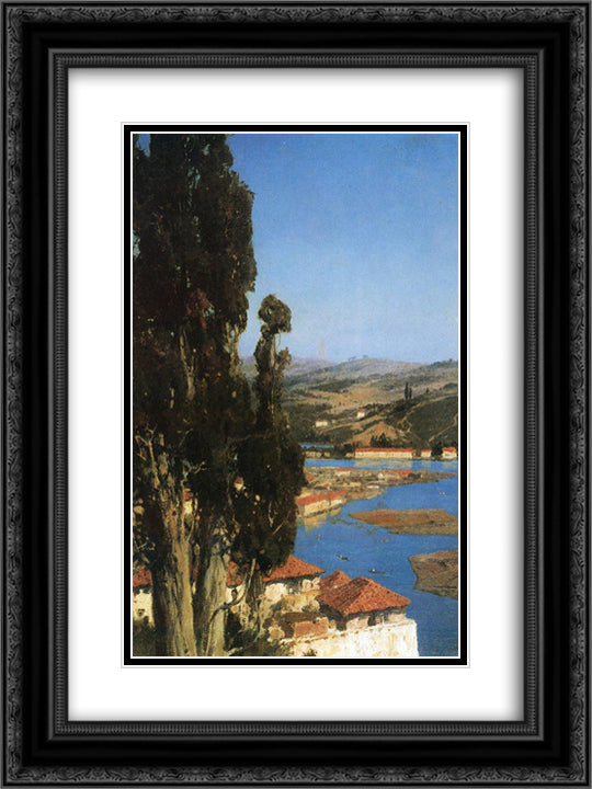Constantinople 18x24 Black Ornate Wood Framed Art Print Poster with Double Matting by Polenov, Vasily