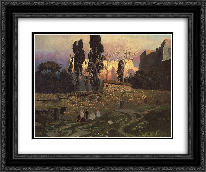 Constantinople (Istanbul). Eski Sarayskiy garden. 24x20 Black Ornate Wood Framed Art Print Poster with Double Matting by Polenov, Vasily
