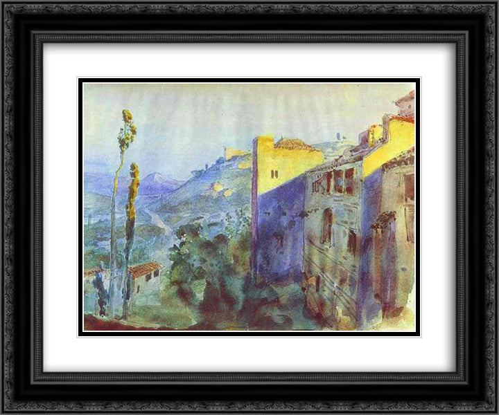 Cordoba 24x20 Black Ornate Wood Framed Art Print Poster with Double Matting by Polenov, Vasily