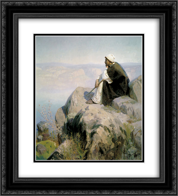 Dreams (On the hill) 20x22 Black Ornate Wood Framed Art Print Poster with Double Matting by Polenov, Vasily