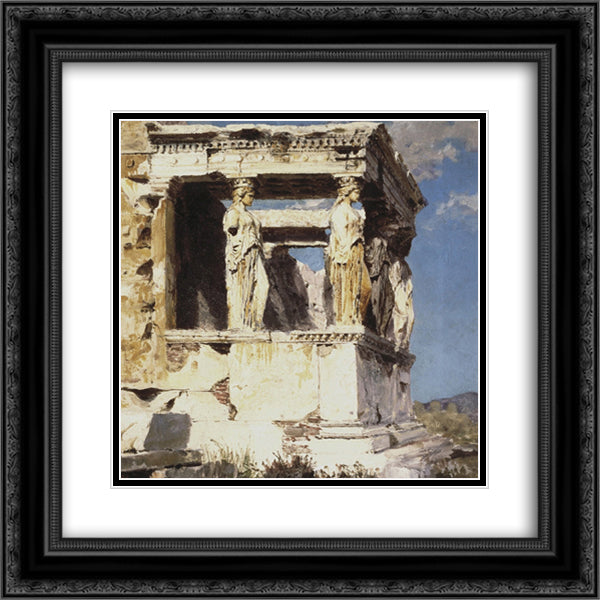 Erechtheion. The portico of caryatids. 20x20 Black Ornate Wood Framed Art Print Poster with Double Matting by Polenov, Vasily