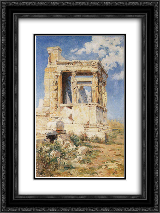 Erechtheion. The portico of caryatids 18x24 Black Ornate Wood Framed Art Print Poster with Double Matting by Polenov, Vasily