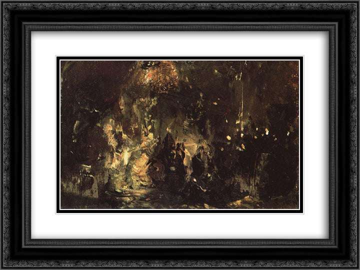 Feast of of the Prodigal Son 24x18 Black Ornate Wood Framed Art Print Poster with Double Matting by Polenov, Vasily