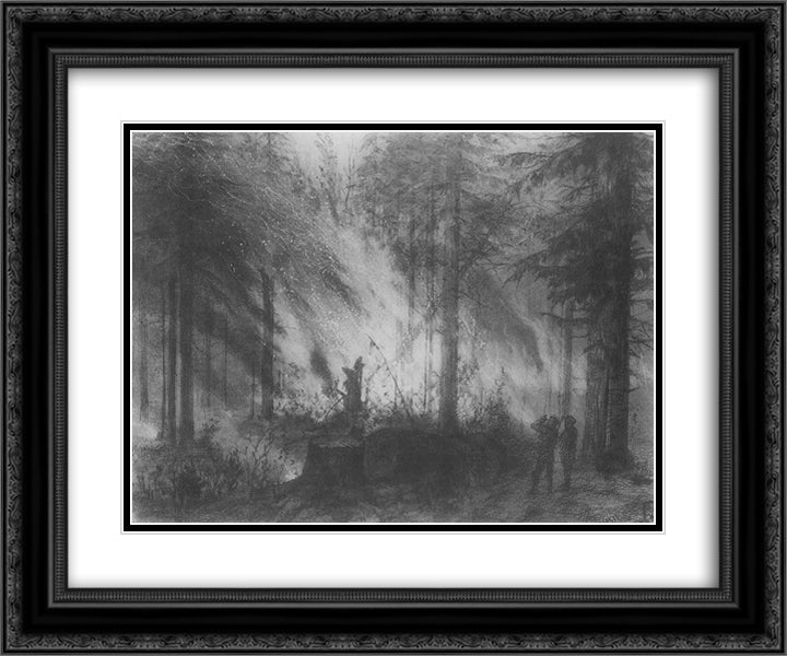 Fire in dry Cobra 24x20 Black Ornate Wood Framed Art Print Poster with Double Matting by Polenov, Vasily
