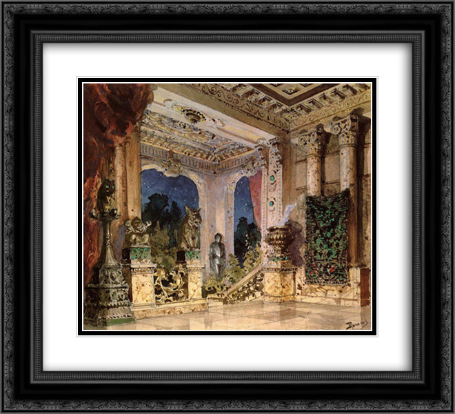 Hall in the Magic Castle 22x20 Black Ornate Wood Framed Art Print Poster with Double Matting by Polenov, Vasily