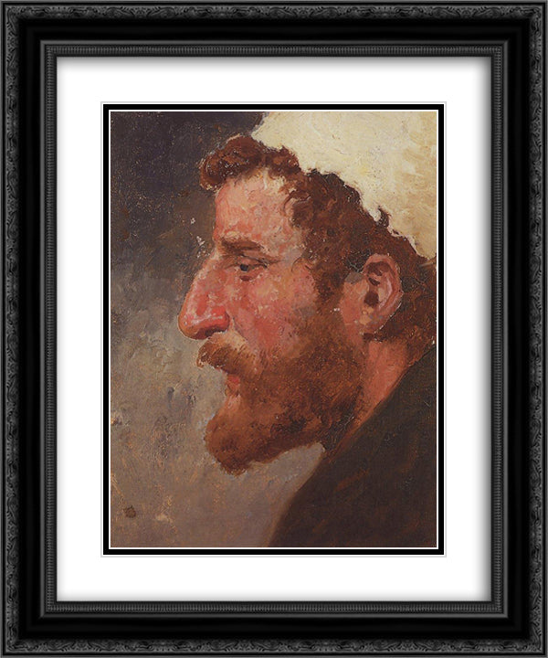 Head of red-headed man 20x24 Black Ornate Wood Framed Art Print Poster with Double Matting by Polenov, Vasily
