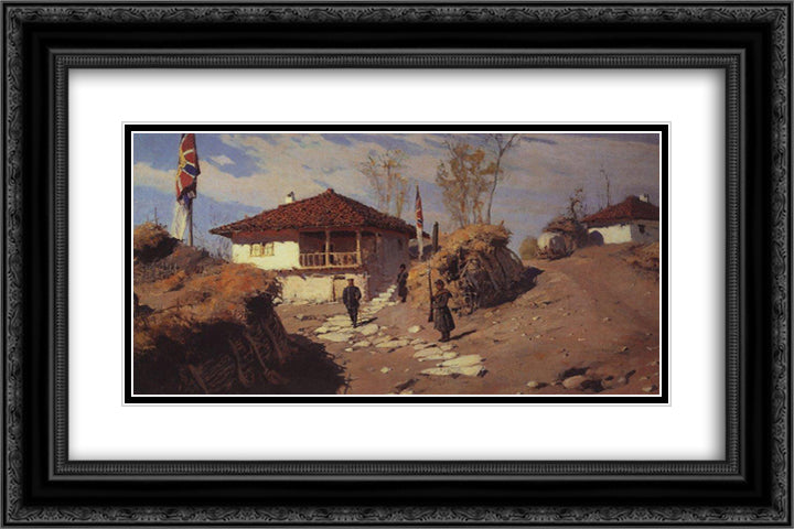 Headquarters of commander of Ruschuksk detachment in Brestovets 24x16 Black Ornate Wood Framed Art Print Poster with Double Matting by Polenov, Vasily