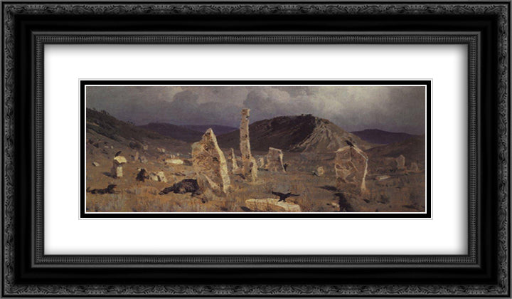 Killed soldier. Near the village of Mechka. 24x14 Black Ornate Wood Framed Art Print Poster with Double Matting by Polenov, Vasily