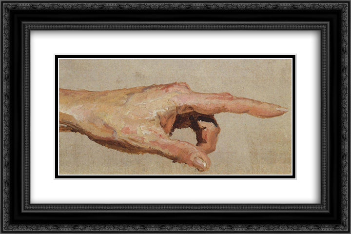Left hand with the index finger 24x16 Black Ornate Wood Framed Art Print Poster with Double Matting by Polenov, Vasily
