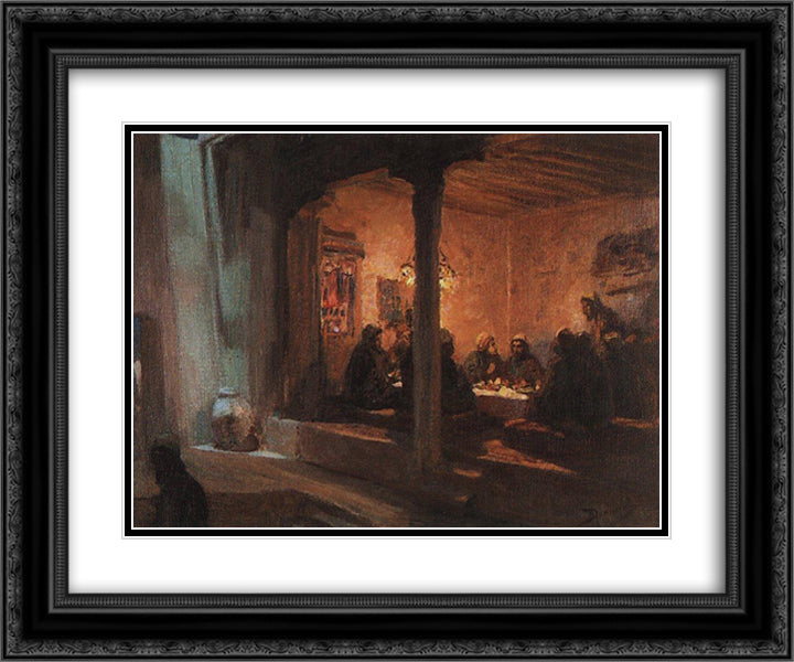 Lord's Supper 24x20 Black Ornate Wood Framed Art Print Poster with Double Matting by Polenov, Vasily
