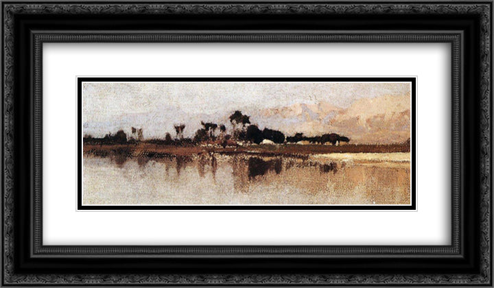 Nile near Karnak 24x14 Black Ornate Wood Framed Art Print Poster with Double Matting by Polenov, Vasily