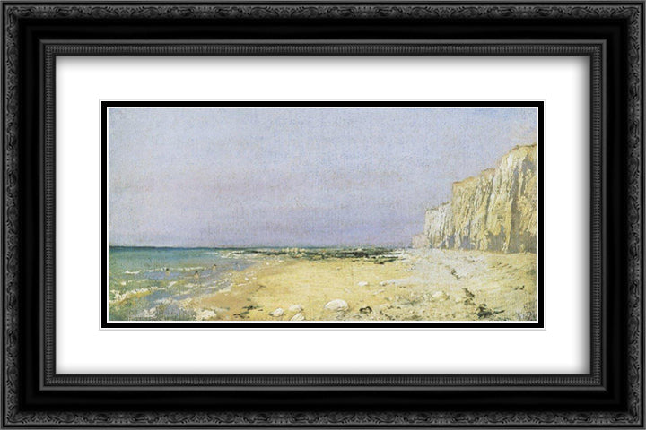 Normandy Beach 24x16 Black Ornate Wood Framed Art Print Poster with Double Matting by Polenov, Vasily