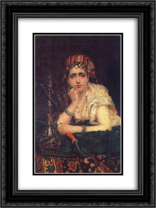 Odalisque 18x24 Black Ornate Wood Framed Art Print Poster with Double Matting by Polenov, Vasily