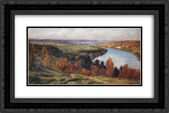Oka Valley 24x16 Black Ornate Wood Framed Art Print Poster with Double Matting by Polenov, Vasily