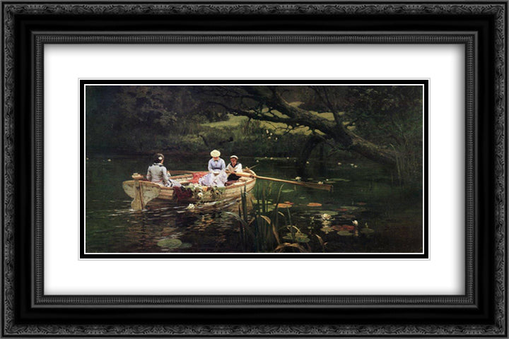 On the boat. Abramtsevo. 24x16 Black Ornate Wood Framed Art Print Poster with Double Matting by Polenov, Vasily