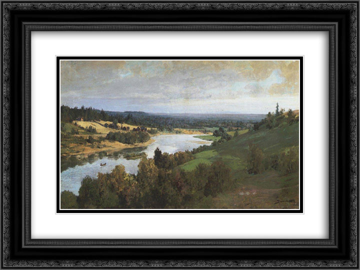 Oyat river 24x18 Black Ornate Wood Framed Art Print Poster with Double Matting by Polenov, Vasily