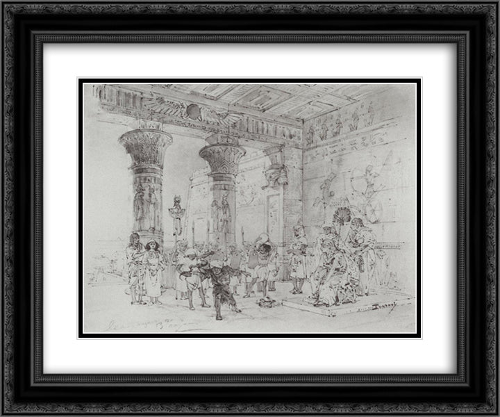Pharaoh's Palace 24x20 Black Ornate Wood Framed Art Print Poster with Double Matting by Polenov, Vasily