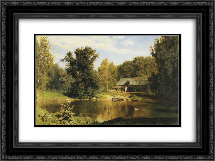 Pond in Abramtsevo 24x18 Black Ornate Wood Framed Art Print Poster with Double Matting by Polenov, Vasily