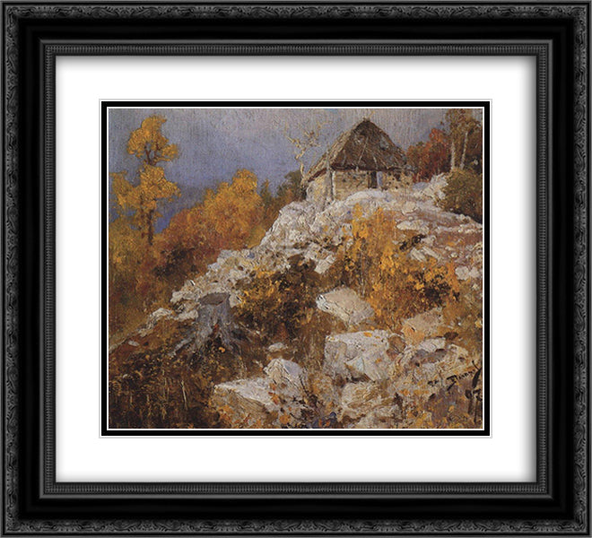 Quarry 22x20 Black Ornate Wood Framed Art Print Poster with Double Matting by Polenov, Vasily