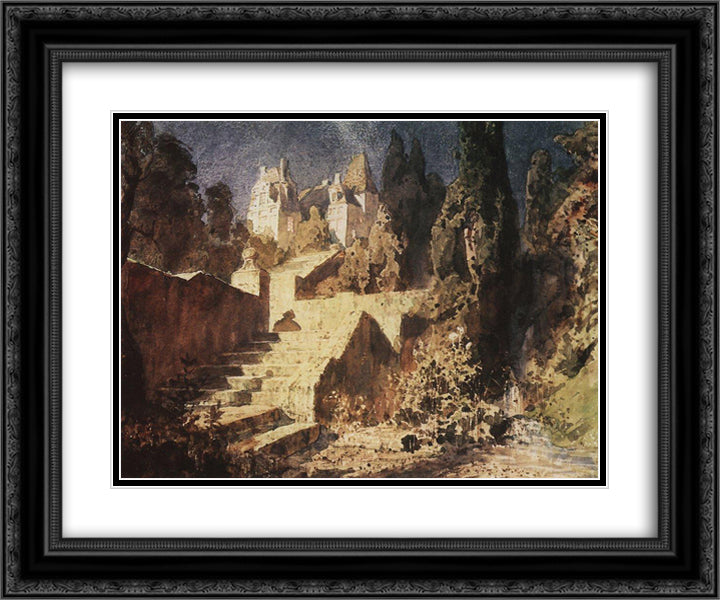 Stairway to Castle 24x20 Black Ornate Wood Framed Art Print Poster with Double Matting by Polenov, Vasily