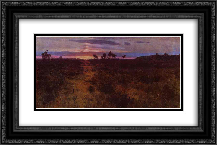 Sunset 24x16 Black Ornate Wood Framed Art Print Poster with Double Matting by Polenov, Vasily