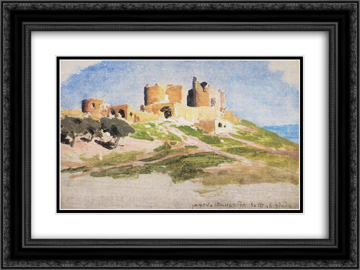 Tancred Castle in Tiberias 24x18 Black Ornate Wood Framed Art Print Poster with Double Matting by Polenov, Vasily