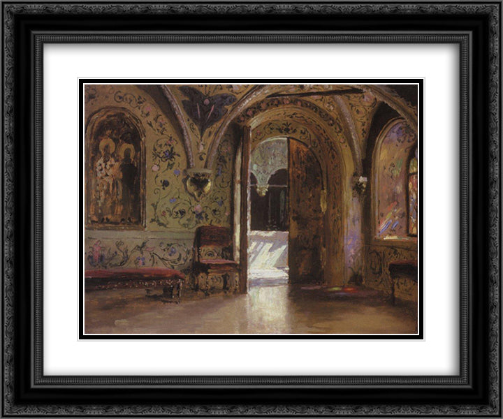 Terem Palace. The yield of the chambers of the Gold porch. 24x20 Black Ornate Wood Framed Art Print Poster with Double Matting by Polenov, Vasily