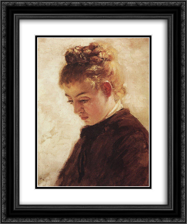 The head of model Blanche Orme 20x24 Black Ornate Wood Framed Art Print Poster with Double Matting by Polenov, Vasily