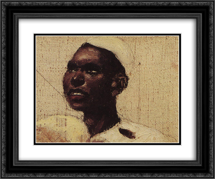 The head of nubian man 24x20 Black Ornate Wood Framed Art Print Poster with Double Matting by Polenov, Vasily