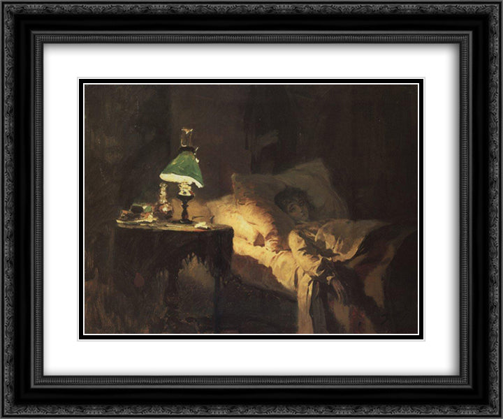 The ill woman 24x20 Black Ornate Wood Framed Art Print Poster with Double Matting by Polenov, Vasily
