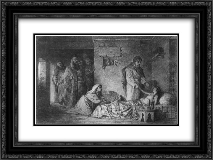 The Ressurection of Jair's daughter 24x18 Black Ornate Wood Framed Art Print Poster with Double Matting by Polenov, Vasily
